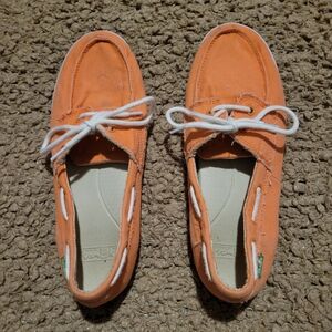 SANUK SALMON SAILAWAY Fray Boat Shoes Size 7